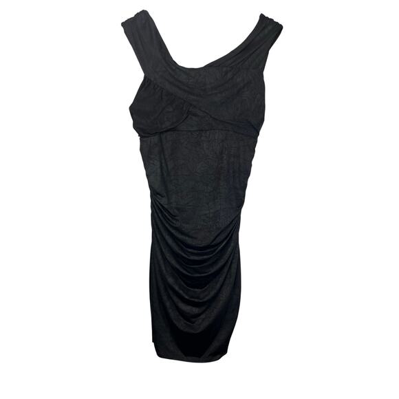 GUESS JET BLACK CREASED SLINKY OFF SHLDER DRESS SMALL - Picture 1 of 7